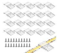 BTF-LIGHTING Clips transparentes para tiras de luz autoadhesivos con tornillos Soportes de montaje 20Pcs LED Clips de fijación fuerte para tiras de luces LED de 10mm de ancho Luces de hadas