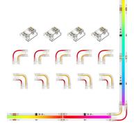 BTF-LIGHTING FCOB 3pin 10mm Kit Conector Transparente 5X Conectores en Forma de L(R) 5X Conectores En Forma De l (l) 4X Conectores De Tira a Tira Para Soldadura Sin Ranura y Conexión De Tiras LED