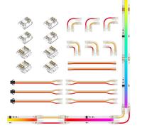 BTF-LIGHTING FCOB 3pin 10mm Kit Conector Transparente Conector en Forma De l Conector Doble Con Cable Conector Hembra De Tira a SM Conector Sin Ranura Conector De Tira a Cable Cable 3pin 15cm 22AWG