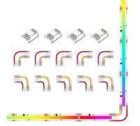 BTF-LIGHTING FCOB 3pin 12mm Kit Conector Transparente 5X Conectores en Forma de L(R) 5X Conectores En Forma De l (l) 4X Conectores De Tira a Tira Para Soldadura Sin Ranura y Conexión De Tiras LED