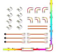 BTF-LIGHTING FCOB 3pin 12mm Kit Conector Transparente Conector en Forma De l Conector Doble Con Cable Conector Hembra De Tira a SM Conector Sin Ranura Conector De Tira a Cable Cable 3pin 15cm 22AWG