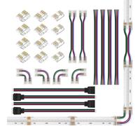 BTF-LIGHTING FCOB 5pin 12 mm Conector en L - doble extremo placa a placa/Cable, 15 cm, cables 24 AWG, conector JST SM, para conectar tiras de LED RGBW FCOB de 5pin