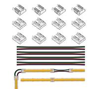 BTF-LIGHTING FCOB CCT RGB 4pin 10mm Conector kit 12pcs Conector Transparente 6pcs 15cm de largo 22AWG cable de extension/placa a placa para soldar gapless y 4pin LED luz conector de esquina