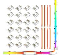 BTF-LIGHTING FCOB COB 3pin 12mm 0.47in Conector Kit 24pcs Conector Transparente 8pcs 15cm Largo 22AWG Cable de Extensión Sólo Compatible con Tiras de LED FCOB SPI WS2811 720LED/m RGB (VCC DI GND)