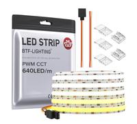 BTF-LIGHTING FCOB COB FOB Flexible Alta Densidad CCT Tira LED 16.4FT/5M 640LEDs/m Sintonizable 3000K-6000K CRI＞90 Dimmable Deformable Tira de Luz LED para Decoración de Cocina DC24V 14W/M