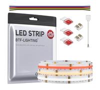 BTF-LIGHTING FCOB RGBCCT Tira LED Flexible de Alta Densidad FCOB COB FOB +RGBCCT Tira LED 3M 960LED/M 2880LEDs DC24V 18W/M IP30 No Impermeable Multicolor para TV Room Party DIY Home Decoration