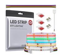 BTF-LIGHTING FCOB RGBCCT Tira LED Flexible de Alta Densidad FCOB COB FOB +RGBCCT Tira LED 5M 960LED/M 4800LEDs DC24V 18W/M IP30 No Impermeable Multicolor para TV Room Party DIY Home Decoration