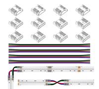 BTF-LIGHTING FCOB RGBW 5pin 12mm Kit de Conector - 12 Transparentes, 6 Cables de Extensión 15cm 22AWG, Para Soldar Gapless y LED Luz de Esquina