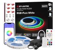 BTF-LIGHTING FCOB RGBW LED Kit 5M 896LEDs/m Weiß PCB DC24V IP30 Nicht-Wasserdicht Strip Light RGB+Blanco cálido 3000K LED Tape mit SP544E 2.4Ghz WiFi PWM RGBW LED Controller für DIY Home Dekoration