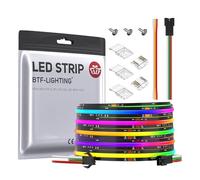 BTF-LIGHTING FCOB SPI RGB Tira de LED flexible de alta densidad COB WS2811 IC Tira de LED 5M 630LEDs/M 14W/M DC24V Negro PCB IP30 Color de persecución(No contiene controlador y alimentación)