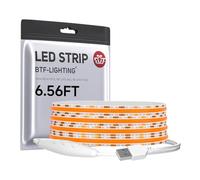 BTF-LIGHTING Regulable USB FCOB COB Naranja Tira LED 2M 640LEDs Alta Densidad 5V Flexible Cinta LED Ultra Brillante CRI90+ para Retroiluminación TV Sala de Estar, Cocina, PC Gaming, Decoración DIY