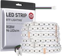 BTF-LIGHTING RGBCW Tira LED 5050SMD RGBW 4IN1 Cinta LED RGB+Blanco Frío(6000-6500K) 24V 5M 96LEDs/m 480LEDs PCB Blanco IP30 NO Impermeable para Iluminación Interior (Sólo Tira LED)