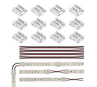 BTF-LIGHTING SMD 2pin 10mm Conector kit 12pcs Conector transparentes 4pcs 15cm de largo 20AWG de extensión de placa a cable/placa de soldadura sin ranura y conectores de esquina de luz LED 2pin