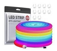 BTF-LIGHTING Tira LED de Neón RGB WS2811 360° Luz Redonda 5M 50LEDs/M 5V | Direccionable Flexible IP67 para Hogar Luz Trasera TV Juegos Fiesta con Efectos de Persecución (Solo Tira)
