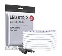BTF-LIGHTING Ultra Fina 3mm FCOB COB Tira LED Certificado CE 6000K Blanco Frío 5M 12V 400LEDs/m Luz Uniforme Sin Puntos CRI>90 Para Iluminación de Cocina Bajo Mueble, Dormitorio, Armario, Estantería