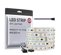 BTF-LIGHTING WS2805 RGBCCT IC Tira LED 5050SMD 5M 84LEDs/M DC24V PCB Blanco