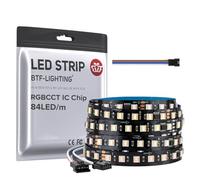 BTF-LIGHTING WS2805 RGBCCT IC Tira LED 5050SMD direccionable de doble señal LED Cinta 5M 84LEDs/M DC24V Flexible Chasing Light Dream Color PCB Negro IP30 para la Decoración de DIY (Tira Sólo)