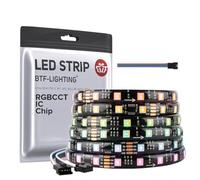 BTF-LIGHTING WS2805 SPI RGBCCT Direccionable Tira LED Color de Ensueño WS2805 IC Tira LED 5M 60LEDs/m 50Pixels DC24V IP65 Impermeable Efecto Chaser Decoración DIY(No incluye Controlador&Alimentación)