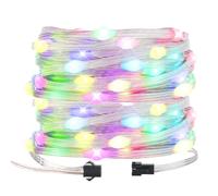 BTF-LIGHTING WS2812B RGB IC Transparente Hada Cadena de Luz Color de Persecución 10M/32.8FT 100LEDs DC12V Alambre de PVC IP65 Impermeable para Decoración Dormitorio Cortina Navidad Fiesta