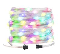 BTF-LIGHTING WS2812B RGB IC Transparente Hada Cadena de Luz Color de Persecución 10M/32.8FT 100LEDs DC5V Alambre de PVC IP65 Impermeable para Decoración Dormitorio Cortina Navidad Fiesta