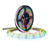 BTF-LIGHTING WS2812E Alambres de aleación ECO RGB 5050SMD Direccionable individual 16.4FT 30 píxeles/m 150 LEDs PCB blanco flexible Full Color LED Píxel tira LED Sueño Color IP65 impermeable DC5V