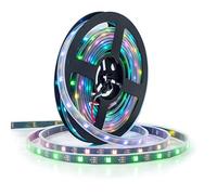 BTF-LIGHTING WS2812E Alambres de aleación ECO RGB 5050SMD Direccionable individual 16.4FT 30 píxeles/m 150 LEDs PCB negro flexible Full Color LED Píxel tira LED Sueño Color IP67 impermeable DC5V