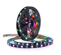 BTF-LIGHTING WS2812E Alambres de aleación ECO RGB 5050SMD Direccionable individual 16.4FT 30 píxeles/m 150 LEDs PCB negro flexible Full Color LED Píxel tira LED Sueño Color IP30 No impermeable DC5V