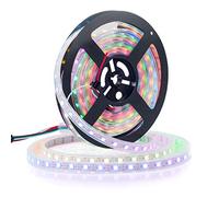 BTF-LIGHTING WS2812E Alambres de aleación ECO RGB 5050SMD Direccionable individual 16.4FT 60 píxeles/m 300 LEDs PCB blanco flexible Full Color LED Píxel tira LED Sueño Color IP67 impermeable DC5V