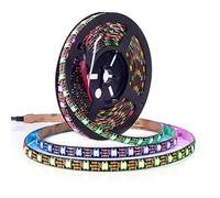 BTF-LIGHTING WS2812E Alambres de aleación ECO RGB 5050SMD Direccionable individual 16.4FT 60 píxeles/m 300 LEDs PCB negro flexible Full Color LED Píxel tira LED Sueño Color IP65 impermeable DC5V