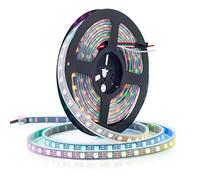 BTF-LIGHTING WS2812E Alambres de aleación ECO RGB 5050SMD Direccionable individual 16.4FT 60 píxeles/m 300 LEDs PCB negro flexible Full Color LED Píxel tira LED Sueño Color IP67 impermeable DC5V