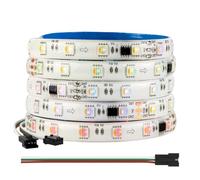 BTF-LIGHTING WS2814 4en1 RGBW Tiras de LED direccionables RGB+Blanco cálido 5050SMD+WS2814RGBIC 5M 300LEDs DC24V PCB Blanco IP65 impermeable Color de ensueño para la decoración del hogar DIY