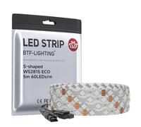 BTF-LIGHTING WS2815 Tira LED en Forma de S Zig Zag 3m 180 LEDs/píxeles RGB direccionable individualmente Doble señal cinta flexible 12V IP30 para decoración interior, rotulación y maquetas (solo tira)