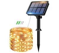 btfarm 1 Paquete 8M 80LED Guirnaldas Luces Exterior Solar, 8 Modos IP65 Luces Solares LED Exterior Luz Solar Cadena para Terraza, Fiestas, Bodas, Patio, Jardines (Blanco Calido)