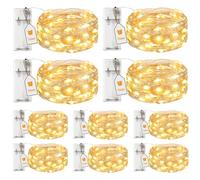 btfarm 10 Paquete Luces Led Pilas con Temporizador, 2M 20LED Cadena de Guirnalda Luces, Alambre Cobre Impermeable Luces de Hadas, Decoración de Interior Navidad Arbol Boda Habitacion Bodas Botellas
