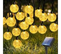 btfarm 10M Guirnaldas Luces Exterior Solar, 30LED Luces Solares Led Exterior Jardin, 8 Modos Impermeable Cadena de Guirnalda Solar Cristal, Terraza, Patio, Fiesta, Navidad, Blanco Cálido