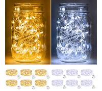 btfarm 12 unidades/3 modos, cadena de luces LED pequeña, 2 m, 20 LED, con batería, funciona con pilas, para fiestas, Navidad, decoración interior (blanco cálido y blanco frío)