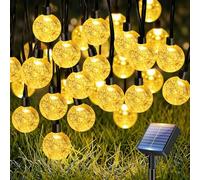 btfarm 15M Guirnaldas Luces Exterior Solar, 50LED Luces Solares Led Exterior Jardin, 8 Modos Impermeable Cadena de Guirnalda Solar Cristal, Terraza, Patio, Fiesta, Navidad, Blanco Cálido
