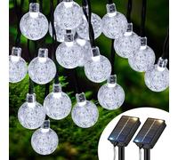 btfarm 2 Paquete Guirnaldas Luces Exterior Solar, 10M 30LED Luces Solares Led Exterior Jardin, 8 Modos Impermeable Cadena de Guirnalda Solar, Terraza, Patio, Fiesta, Navidad, Blanco Frío