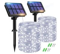 btfarm 2 Paquete Guirnaldas Luces Exterior Solar, 15 M 150 LED, 8 Modos Cadena de Luces Decoracion para Terraza, Fiestas, Bodas, Patio, Jardines (Blanco Frío)