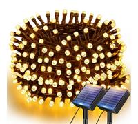 btfarm 2 Paquete Guirnaldas Luces Exterior Solar, 6M 60 LED Luces Solares Led Exterior Jardin 8 Modos, IP65 Impermeable Luz Navidad Solares Para la Decoración Del Arbol, Patio, Blanco Cálido