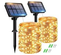 btfarm 2 Paquete Guirnaldas Luces Exterior Solar, Totalmente 30M 300 LED, 8 Modos Cadena de Luces Decoracion para Terraza, Fiestas, Bodas, Patio, Jardines (Blanco Calido)