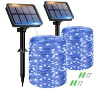 btfarm 2 Paquete Guirnaldas Luces Exterior Solar, Totalmente 30M 300 LED, 8 Modos Cadena de Luces Decoracion para Terraza, Fiestas, Bodas, Patio, Jardines (Azul)