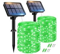 btfarm 2 Paquete Guirnaldas Luces Exterior Solar, Totalmente 30M 300 LED, 8 Modos Cadena de Luces Decoracion para Terraza, Fiestas, Bodas, Patio, Jardines (Verde)