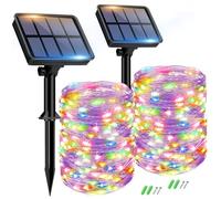 btfarm 2 Paquete Guirnaldas Luces Exterior Solar, Totalmente 30M 300 LED, 8 Modos Cadena de Luces Decoracion para Terraza, Fiestas, Bodas, Patio, Jardines (Multicolor)