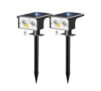 btfarm 2 Paquete Luces Solares LED Exterior Jardin con Sensor de Movimiento, 3 Mode Foco Solar Exterior Potente Suelo, Impermeable Focos Solar Potente para Patio,Caminos,Terraza-Blanco Frío