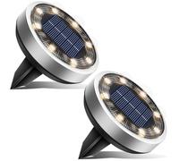 btfarm 2 Paquetes Luces Solares LED Exterior Jardin Suelo, 8 LED Luz Solar Exterior Jardin