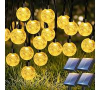 btfarm 4 Paquete 10M Guirnaldas Luces Exterior Solar, 30LED Luces Solares Led Exterior Jardin, 8 Modos Impermeable Cadena de Guirnalda Solar Cristal, Terraza, Patio, Fiesta, Navidad, Blanco Cálido