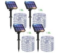 btfarm 4 Paquete Guirnaldas Luces Exterior Solar 15+2 M / 150LED Luces Solares LED Exterior Jardin, 8 Modos Guirnalda Cadena Luz Solar Decoracion para Exteriores Arbol Navida-Blanco Frío