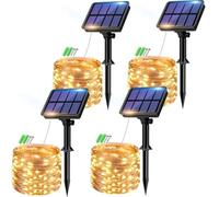 Btfarm 4 Paquete Guirnaldas Luces Exterior Solar, 8+2M 80LED Solares Jardin Cadena para Navideñas Decoracion Arbol, Cálido