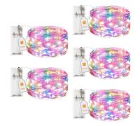btfarm 5 Paquete Luces Led Pilas con Temporizador, 2M 20LED Cadena de Guirnalda Luces, Alambre Cobre Impermeable Luces de Hadas, Decoración de Interior Navidad Arbol Boda Habitacion, Multicolor